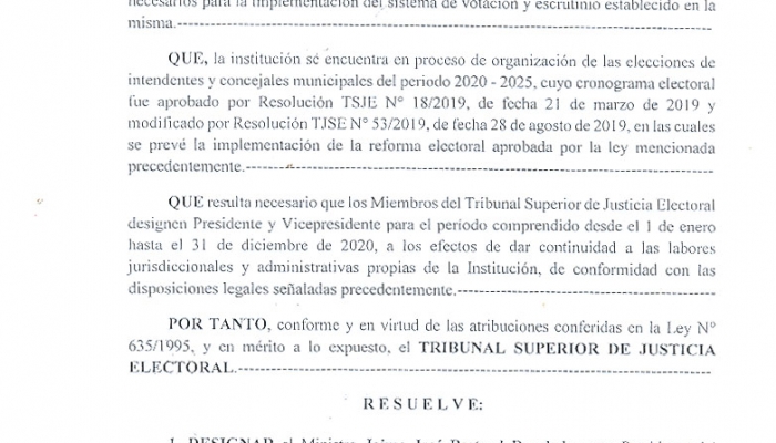 Ministro Bestard presidirÃ¡ el TSJE durante el 2020